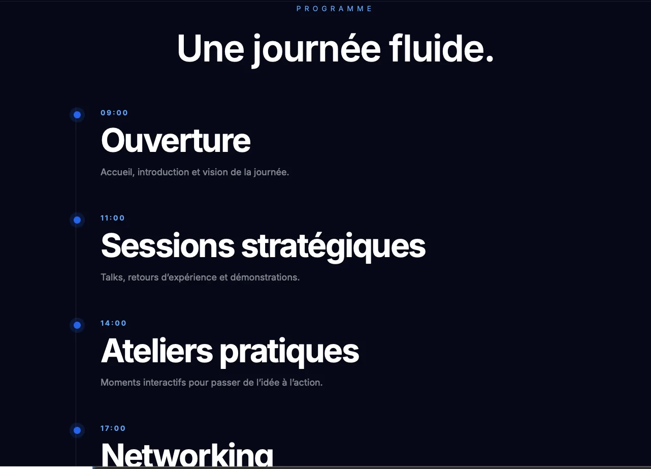 EventFlow - section Programme