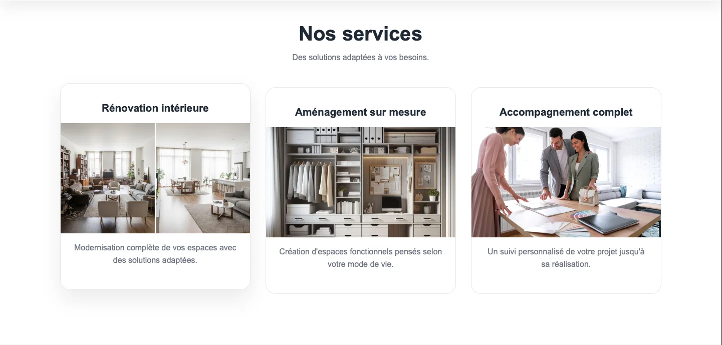 Quote flow - section Présentation des services