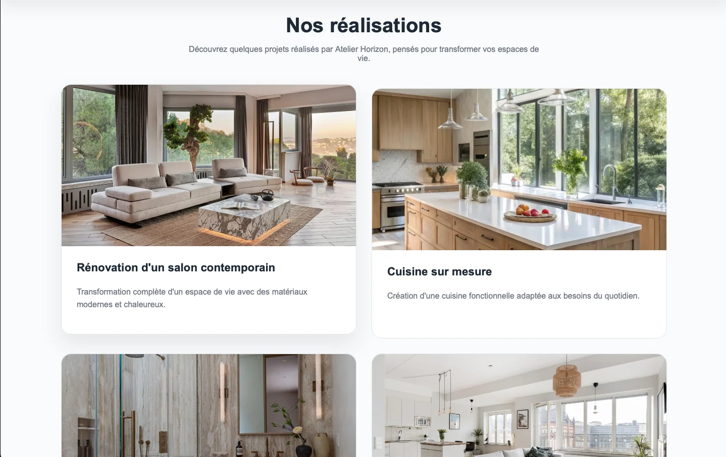 Quote flow - section Mise en avant des projets