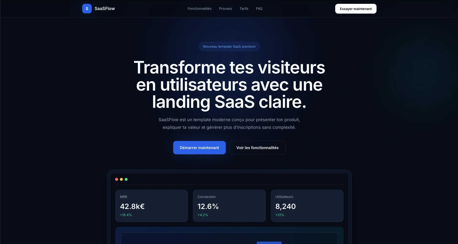 SaaSFlow - aperçu du template